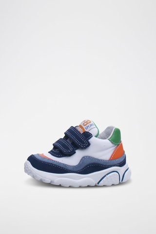 Zapatillas de piel - Blanco y azul 