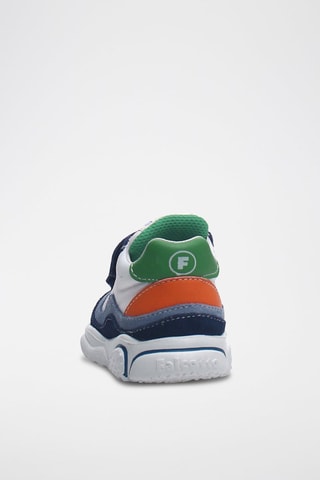 Zapatillas de piel - Blanco y azul 