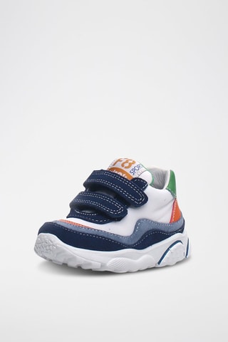 Zapatillas de piel - Blanco y azul 