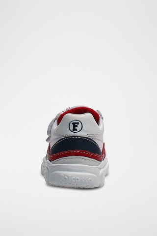 Zapatillas de piel bovina - Blanco y rojo