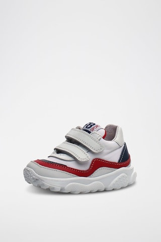 Zapatillas de piel bovina - Blanco y rojo