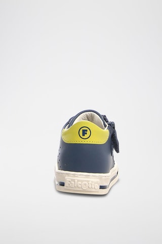 Zapatillas altas de piel bovina - Celeste y blanco