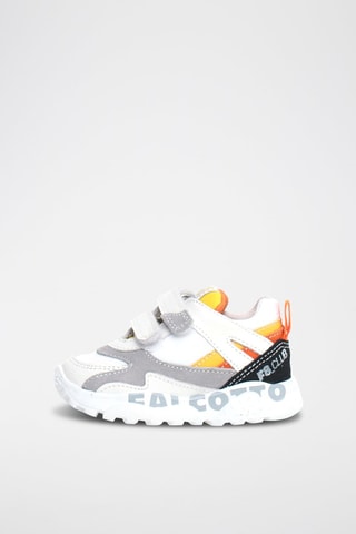 Zapatillas de piel - Blanco y gris