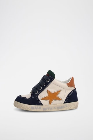 Zapatillas de piel - Blanco y azul marino