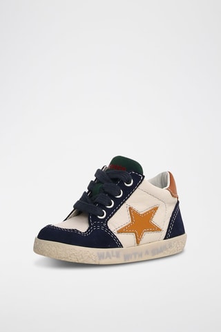 Zapatillas de piel - Blanco y azul marino