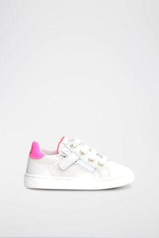 Zapatillas de piel bovina Pinn - Blanco y rosa
