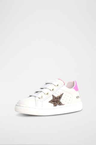 Zapatillas de piel bovina Pinn - Blanco y rosa