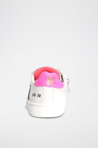 Zapatillas de piel bovina Pinn - Blanco y rosa