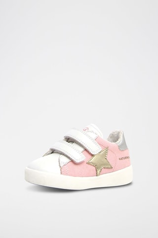 Zapatillas de piel - Blanco y rosa claro