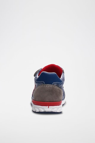 Zapatillas altas de piel bovina - Topo y azul oscuro