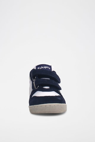 Zapatillas de piel - Azul noche y blanco