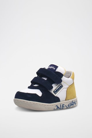 Zapatillas de piel - Azul noche y blanco