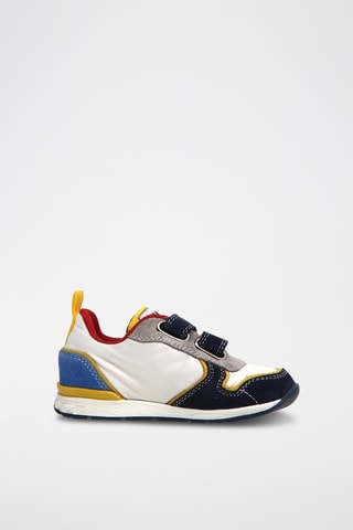 Zapatillas de piel - Azul marino y blanco