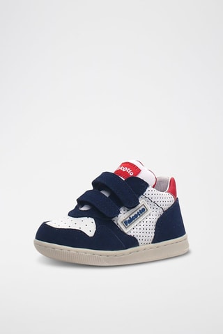 Zapatillas de piel - Azul marino y blanco