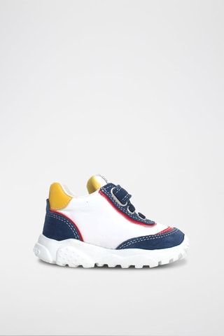 Zapatillas Ant de piel - Blanco y azul