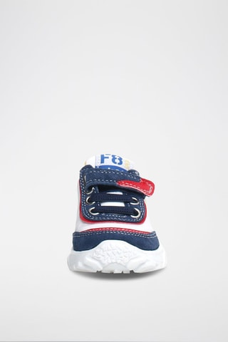 Zapatillas Ant de piel - Blanco y azul