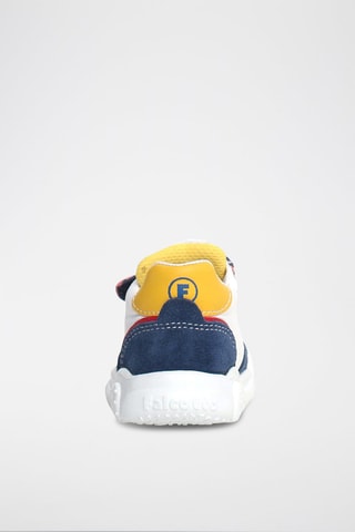 Zapatillas Ant de piel - Blanco y azul