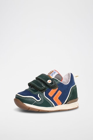 Zapatillas de piel - Azul marino y verde oscuro