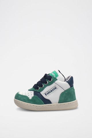 Zapatillas de piel - Blanco y verde