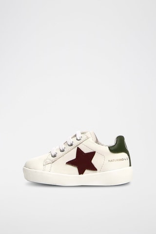 Zapatillas de piel - Blanco y verde oliva