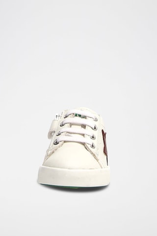 Zapatillas de piel - Blanco y verde oliva