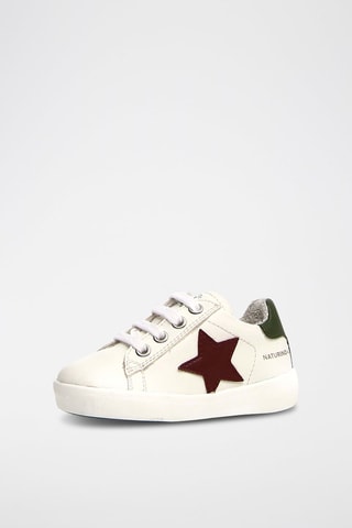 Zapatillas de piel - Blanco y verde oliva