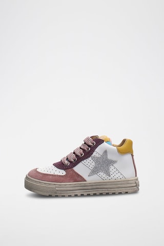 Zapatillas de piel - Rosa y blanco