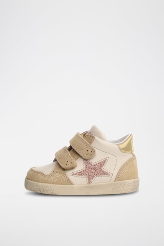 Zapatillas de piel - Blanco y dorado