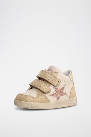 Zapatillas de piel - Blanco y dorado