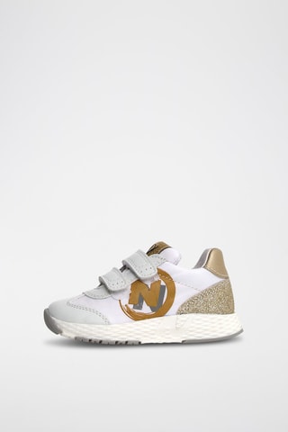 Zapatillas de piel - Blanco y dorado