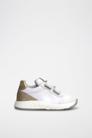 Zapatillas de piel - Blanco y dorado