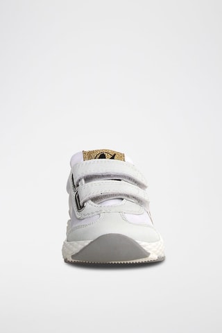 Zapatillas de piel - Blanco y dorado