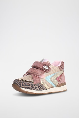 Zapatillas altas de nobuk - Rosa y dorado