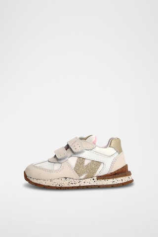 Zapatillas de piel - Blanco y beige