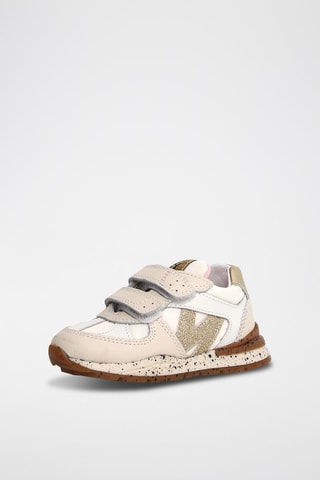 Zapatillas de piel - Blanco y beige