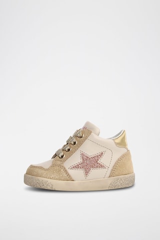 Zapatillas de piel - Rosa y dorado