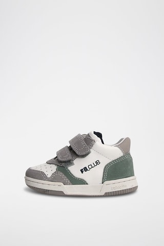 Zapatillas de piel - Gris y blanco