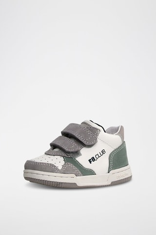 Zapatillas de piel - Gris y blanco