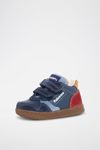 Zapatillas de piel - Azul marino y rojo