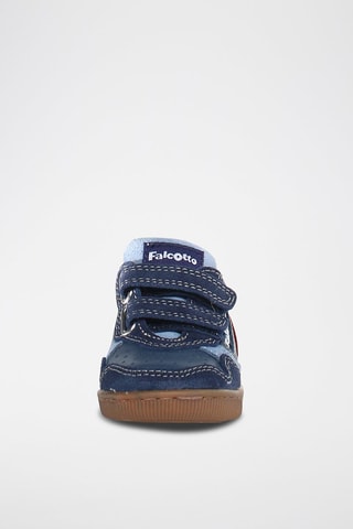 Zapatillas de piel - Azul marino y rojo