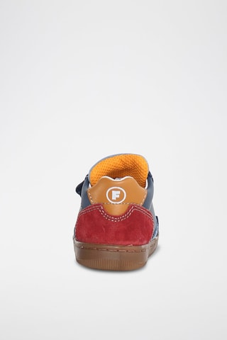 Zapatillas de piel - Azul marino y rojo