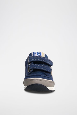 Zapatillas de piel - Azul marino y gris