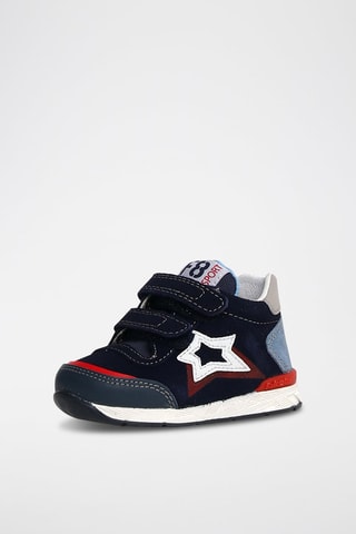 Zapatillas de piel - Azul y gris claro