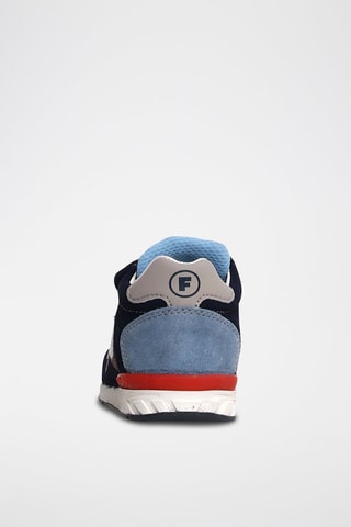 Zapatillas de piel - Azul y gris claro