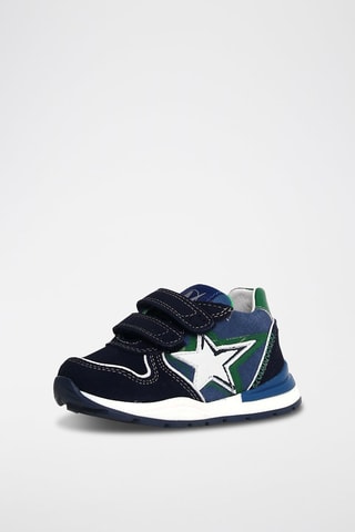 Zapatillas de piel - Azul marino y verde