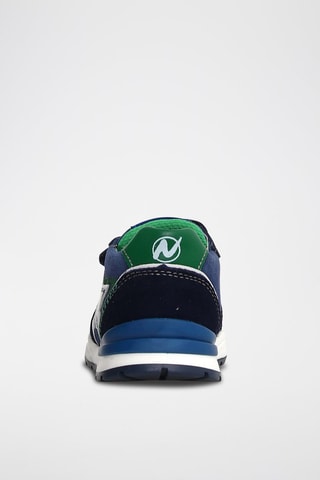 Zapatillas de piel - Azul marino y verde