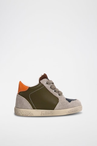 Zapatillas de piel - Topo y gris