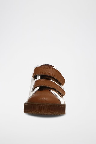 Zapatillas altas de piel bovina - Blanco y marrón