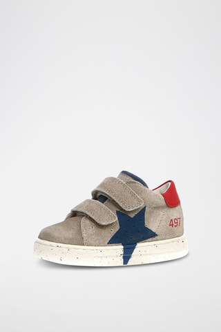 Zapatillas de piel Salazar - Gris y rojo