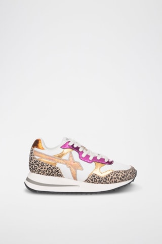 Zapatillas de nobuk - Beige y fucsia